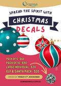 Our Merimbula Christmas decals flyer showing packs and prices, with orders due 6 November